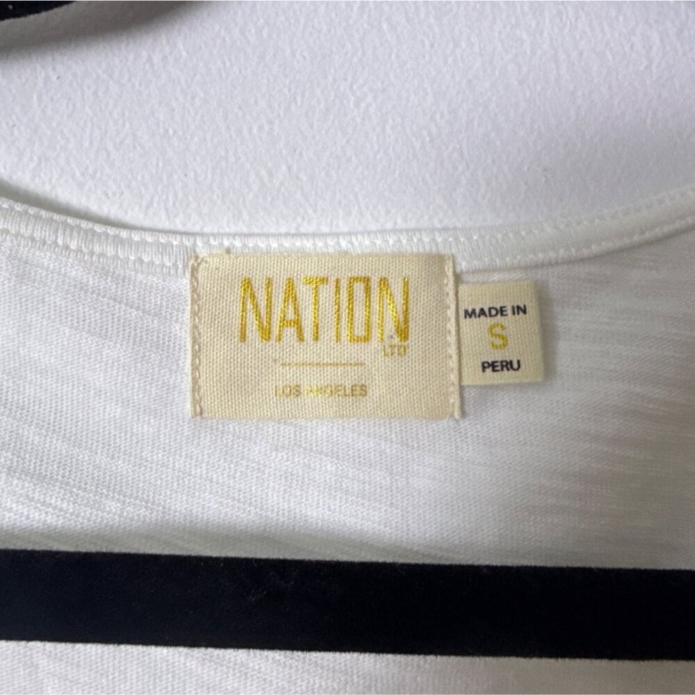 Nation Ltd White Ruched Front Puff Sleeve Top Made In Peru 100% Cotton Size S - Picture 3 of 5